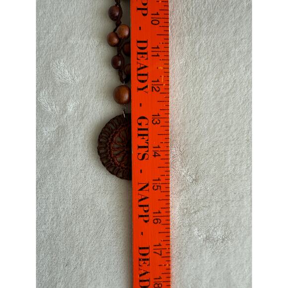 Boho Handmade Wood Bead Necklace Macrame Pendant Tribal Ethnic Natural‎ - Picture 5 of 10